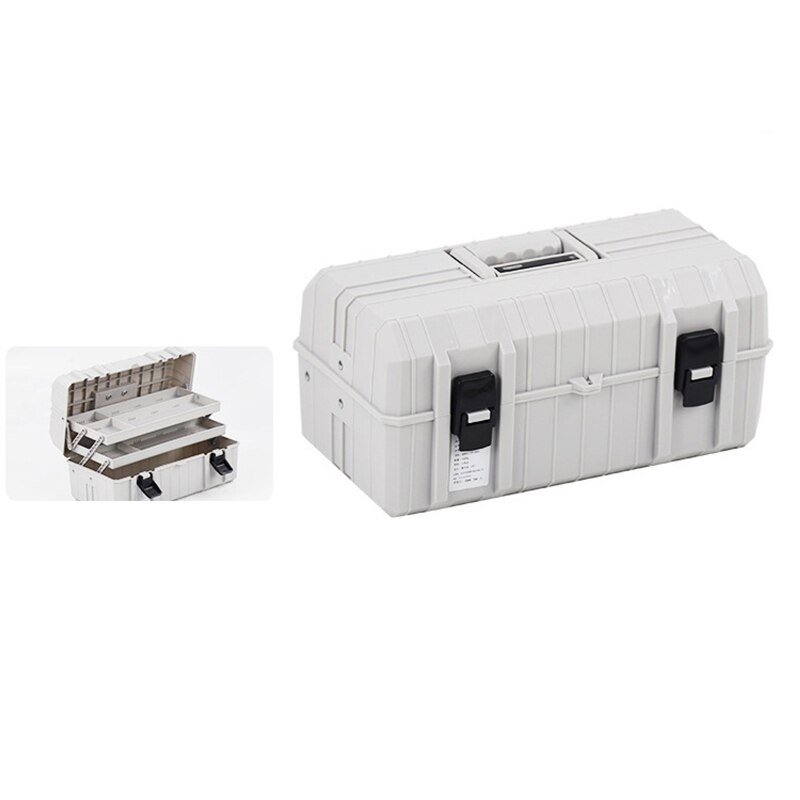 Portable Plastic Tool Box Multi Layer Storage Box Hardware Toolbox Container Case Multifunction Car Repair Box: Gray