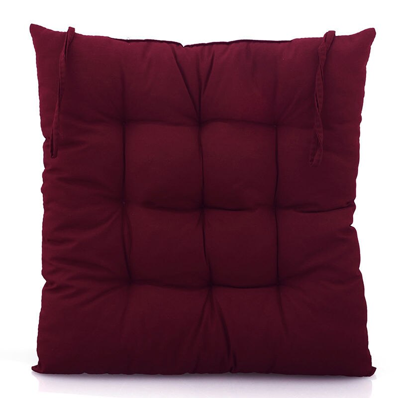 1 stuk kleurrijk zacht thuiskantoor decoratie vierkant katoenen zitkussen kussen billen stoelkussen: Bordeauxrood
