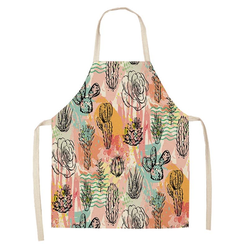 Tablier de cuisine anti-salissure | Imprimé de Cactus, coton et lin, sans manches, hommes et femmes, tabliers de cuisine, Chef accessoires de cuisine 68*55cm 0013: 2