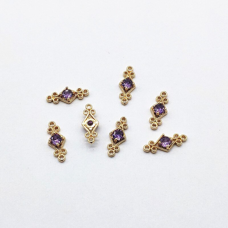 Nuovo arrivo! 16x6mm 100pz cubo Zirconia rombo Connettori per il Fatto A Mano Orecchini FAI DA TE parti, Gioielleria, Parti E Componenti: viola