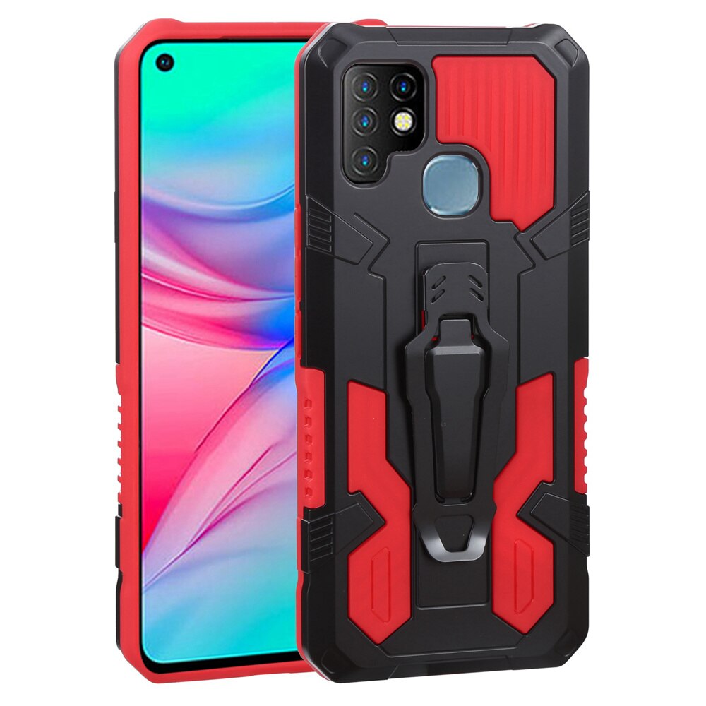 Infinix 10S Shockproof Armor Case for Infinix 10S 11 S Stand Back Clip Stand Cover for Infinix Note 10 Pro Samrt 6 5: CANVAS / Red