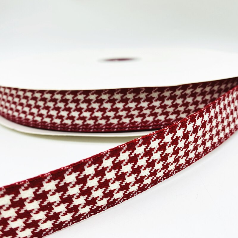 10/15/25/38Mm Houndstooth Plaid Lint Kerst Decor Lint Voor Handgemaakte Kerst Decoratie Diy cadeaupapier: Red / 15mm x 5yards
