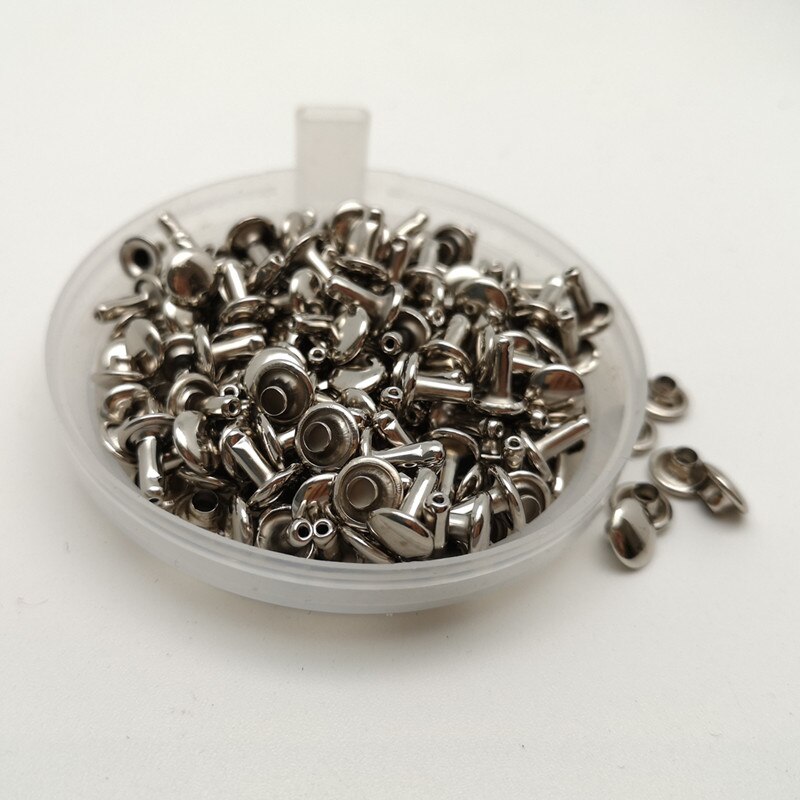 100 st 7mm runda dubbla kepsar nitkollision spik metall spik rock läderfodral sko väska bälte plagg armband