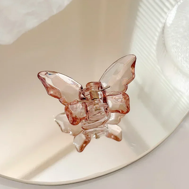Pinza para el pelo de sirena y mariposa de cristal para niña, pinza para la cabeza trasera, pinzas para el pelo grandes transparentes, horquillas, tocado, accesorios para el cabello