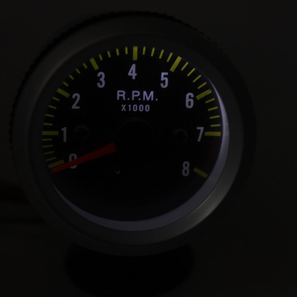 Portable 2inch Car Tacho Rev Counter Gauge Tachometer with Yellow LED RPM Light Indicator
