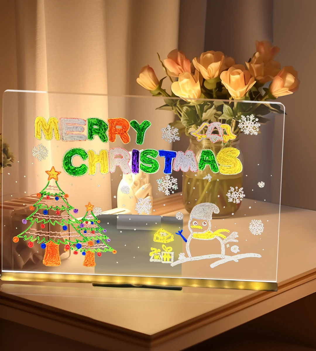 Pizarra luminosa LED, juguetes de dibujo, luz mágica, pizarra, Graffiti, lámpara artística para colorear, tablero de mensajes acrílico, juguete Montessori para niños