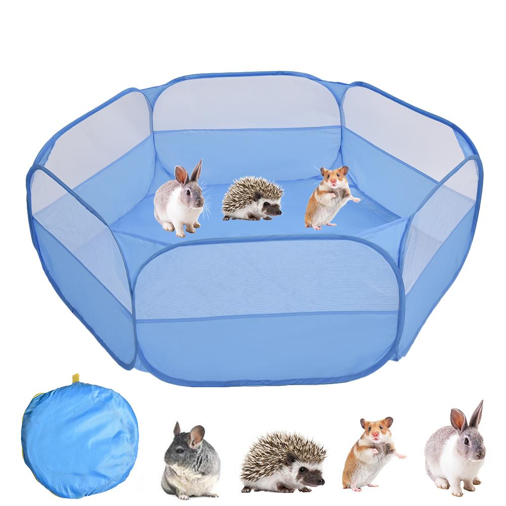 Kæledyr legeplads foldbare små dyr bur telt pop up øvelse spil hegn til hund kat kaniner hamster telt: Blå