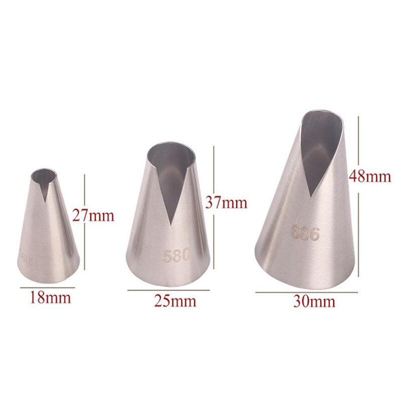 Boquillas para pasteles 580S #580 #686, cabeza de acero para decoración de pasteles, boquilla para glaseado, herramientas de pastelería, Fondant, puntas para hornear de flores, 3 uds./1 ud.