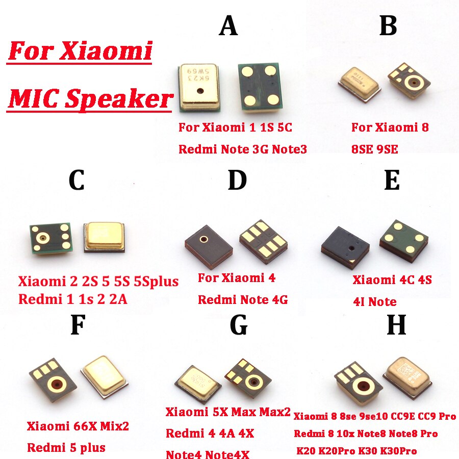 10Pcs Inner Mic Speaker Voor Xiaomi 10 9 8 Se CC9E 6 6X 5 4 4C 4I Max 2 redmi Note 8 7 7A 4X 3 K20 K30 Pro Microfoon Zender