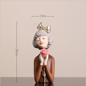 Estatua de chica nórdica para decoración del hogar, escultura de resina moderna para oficina y sala de estar, figuritas decorativas para interiores, accesorios de decoración del hogar: L