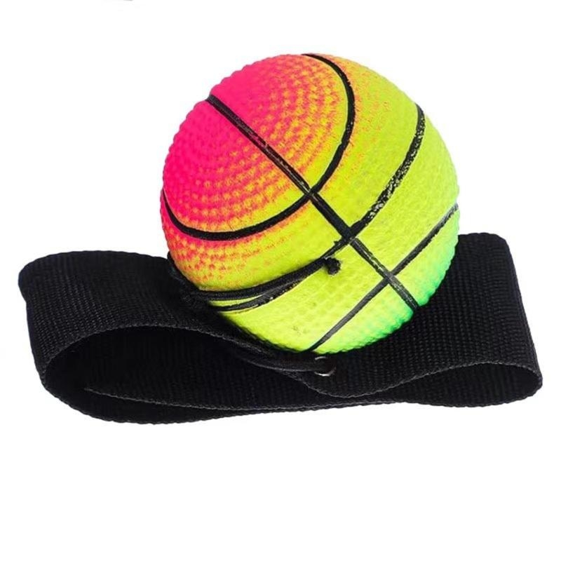 Rainbow Elastic Hand Sports Ball Multi Color Elastic Ball Portable Fitness Ball for Gym Exercise and Stress Management