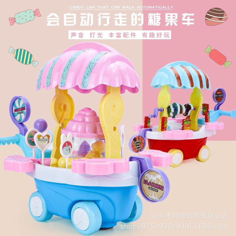 Dzieci bawią się zabawki domowe lody lody stojak obrotowy wózek elektryczny uniwersalny zabawka samochód stoisko dostawa towarów