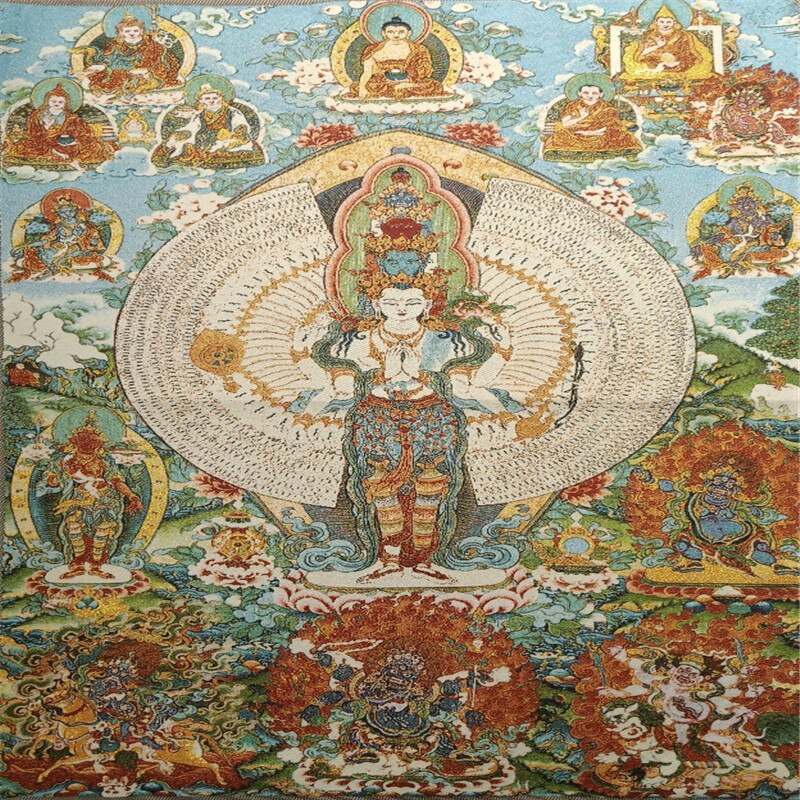 Chinese Zijde Thangka (Standbeeld Van Avalokitesvara In Nepal