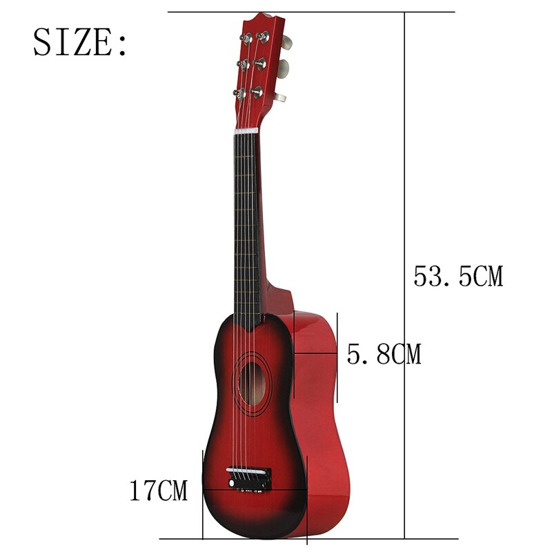 21 tum 6 strängar liten mini gitarr basswood gitarr med plocksträngar musikinstrument leksak för barn barn