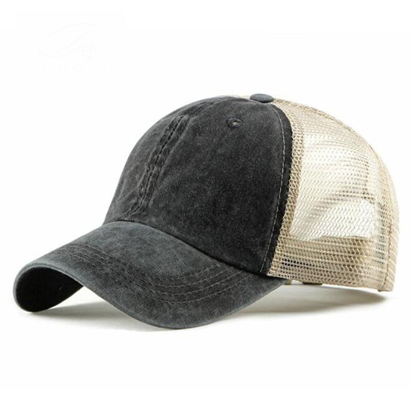 De Dames Katoen Ademend Mesh Baseball Hoed Mode Gewassen Katoen Unisex Zonneklep Strand Caps Voor Man: HC007-12-02