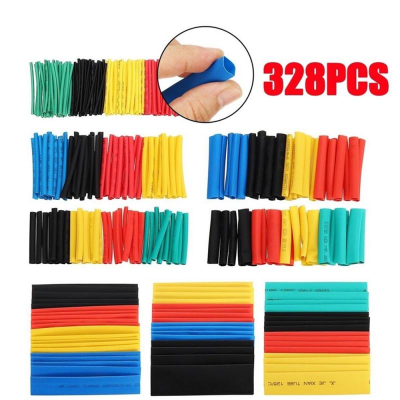 Kit de tubes thermorétractables, 328 pièces/paquet, gaine d&#39;isolation en Polyolefin assortie, gaine thermorétractable, câble métallique, 8 tailles 2:1