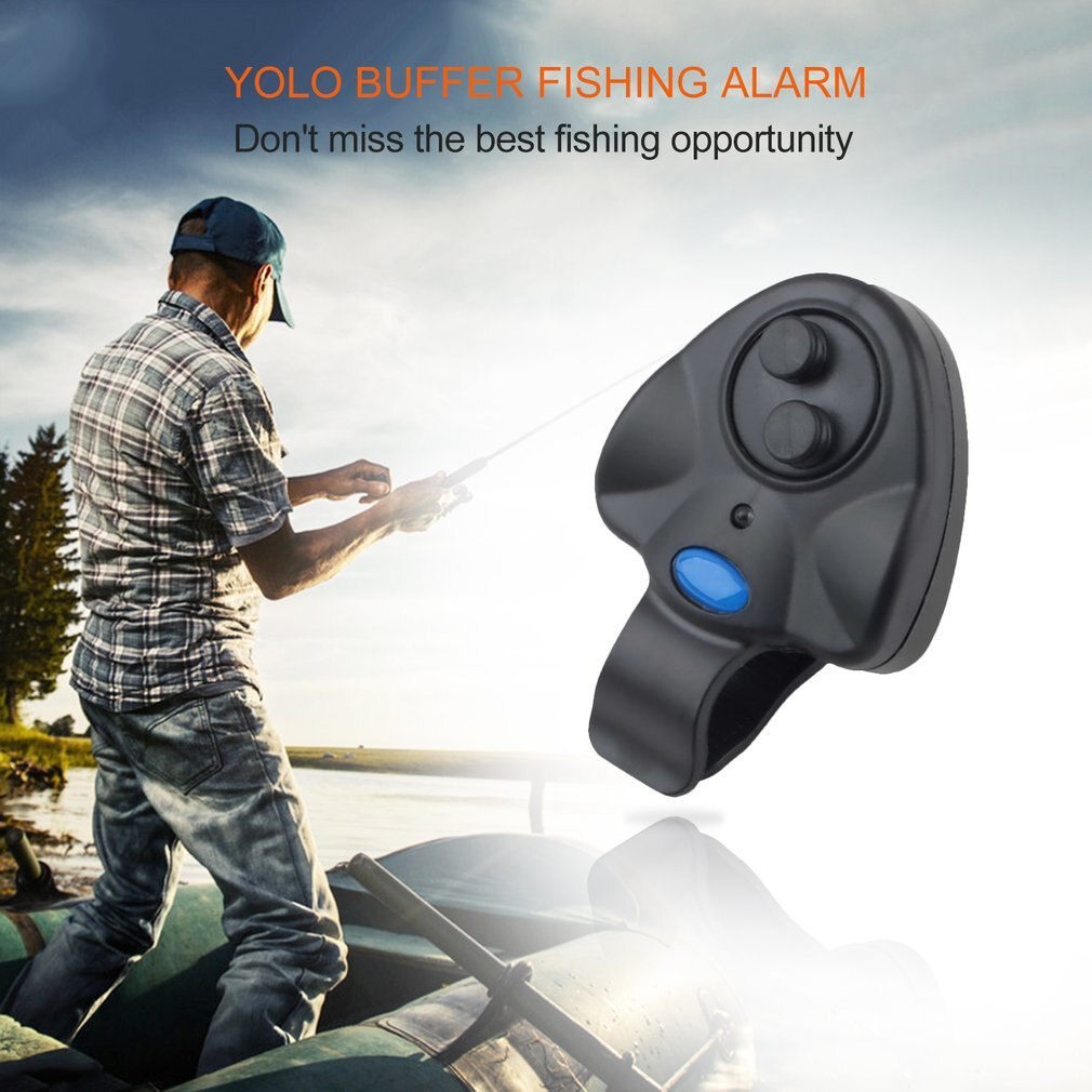 Mini Universele Elektronische Fish Bite Sound Alarm Led Light Alert Bell Hengel Clip-On Abs Fish Bite Alarm zwart