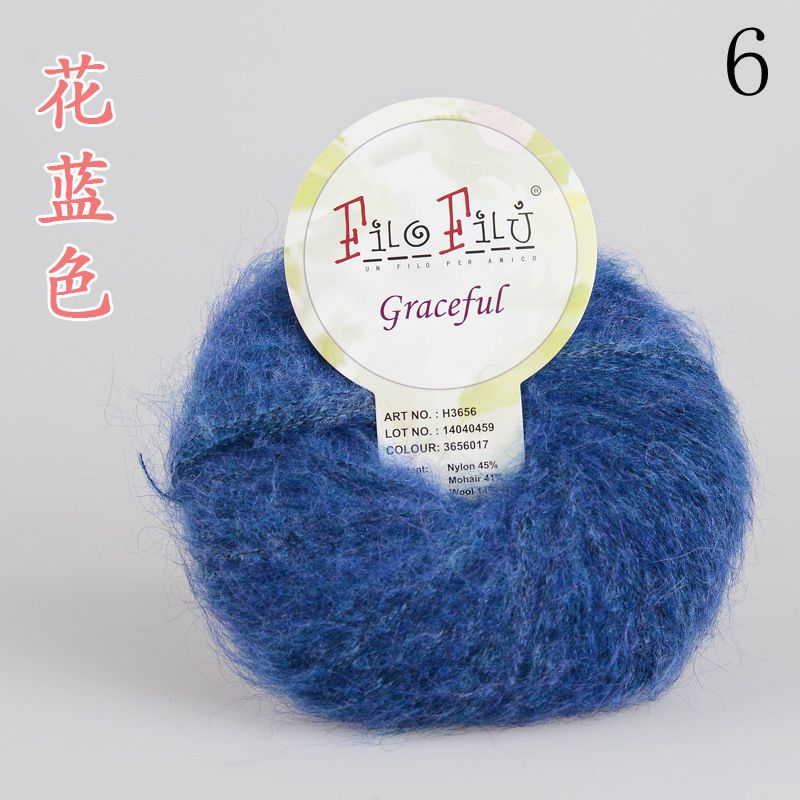 25g/ mye kamgarn myk regnbue farge mohair garn nøster hånd strikke maling farget hekle garn: 6