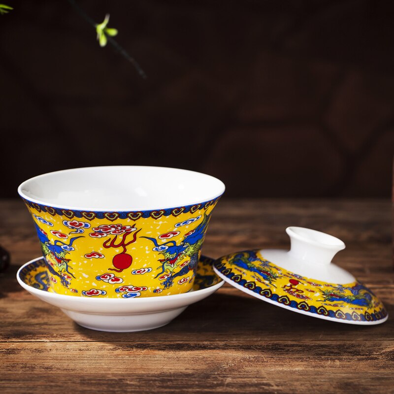 Jingdezhen Gaiwan Porzellan Keramik Tee Schüssel Untertasse Abdeckung einstellen 240ml Meister Pu'er Tasse Teegeschirr Getränk Tee Terrine Container