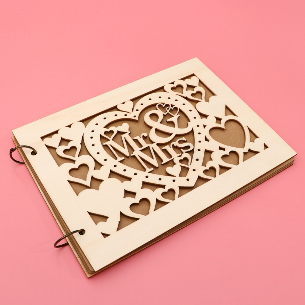1pc bröllop gästbok ihålig gäst inloggningsbok snida trä gästbok trä ihålig hantverk anteckningsbok för bröllop