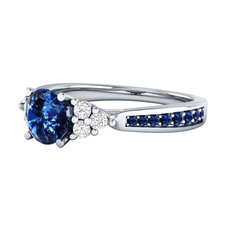 925 Sterling Zilveren Kleur Vrouwen Ingelegd Sapphire Zirkoon Ring Zilver Engagement Sieraden Anillos De Matrimo Sapphire Bizuteria