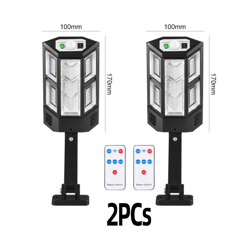 1 ~ 2 Stuks Zonne-verlichting Outdoor Led/Cob Zonne-straat Lamp Met Bewegingssensor Hek Patio Yard Garden verlichting: 43 SMD 2PCs
