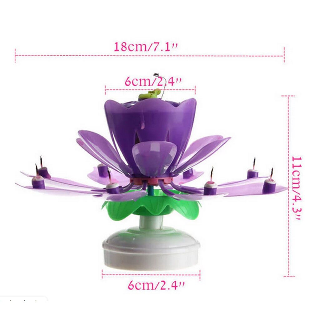 Birthday Cake Music Candles Double Flower Blossom Birthday Cake Flat Rotating Electronic Christmas Festival Decorative @B31