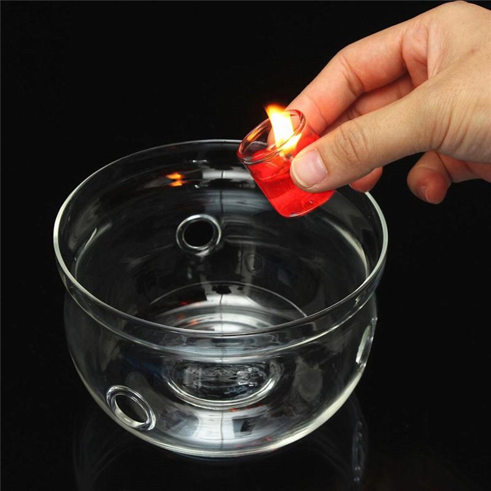 Calentador de tetera resistente al calor Base de vidrio de borosilicato transparente forma redonda aislamiento Tealight taza de té portátil Holder