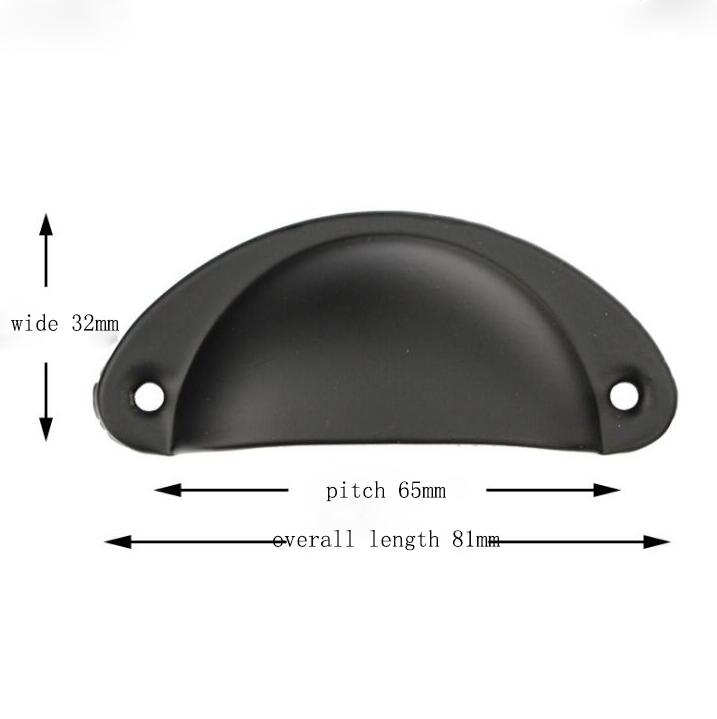 81*32mm maniglie per mobili in ferro bordo liscio semicerchio manico in lamiera di ferro mobili argento oro nero bronzo maniglia a conchiglia: 1pezzi-nero