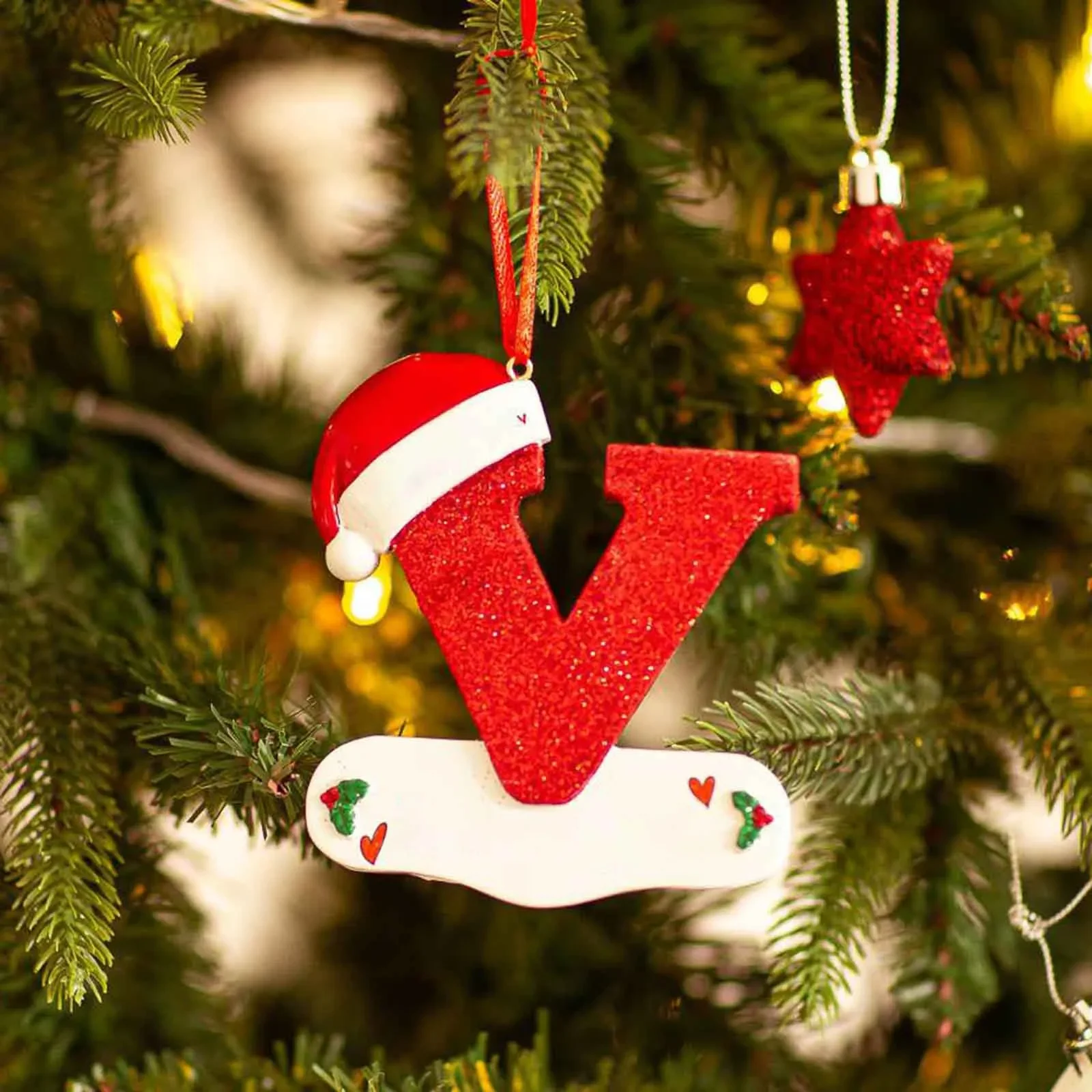 Christmas Tree Decoration Letter Pendant 26 Letters Home acrylic DIY Pendant Xmas Year Decor Ornament navidad
