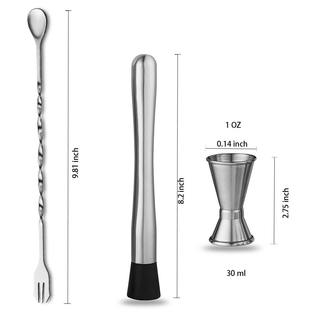 Muddler Bar Tool Cocktail Muddler Set With Muddler, Cocktail Spoon, Jigger G531