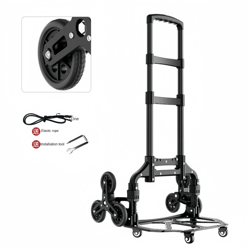 Remolque plegable portátil, carrito de aleación de aluminio, carrito de escalera plegable con ruedas, carrito plegado ligero para viaje y escalada para el hogar: green