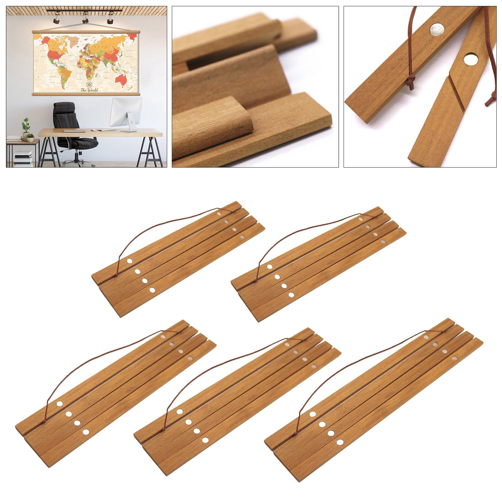 4pcs Magnetic Poster er Frame Teak Wooden er Frame Natural Painting Photo Frame Canvas Wall Art Craft Frame Art er