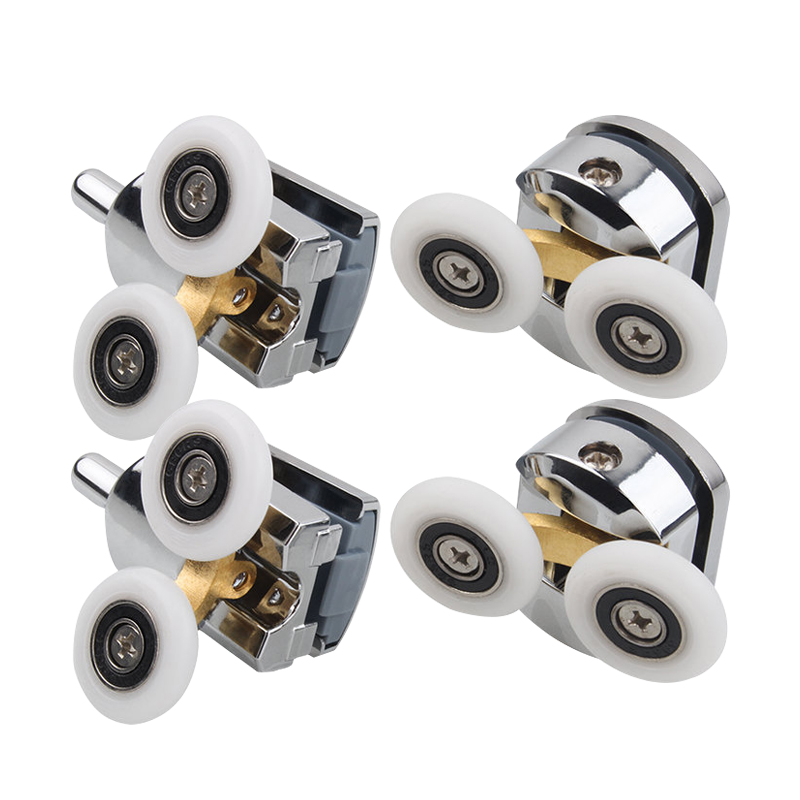 4pcs/set 23mm/25mm Shower Glass Door Roller Runner Double-Wheel Sliding Pulleys Bearing Runners Replacement Bathroom Accessories: Default Title