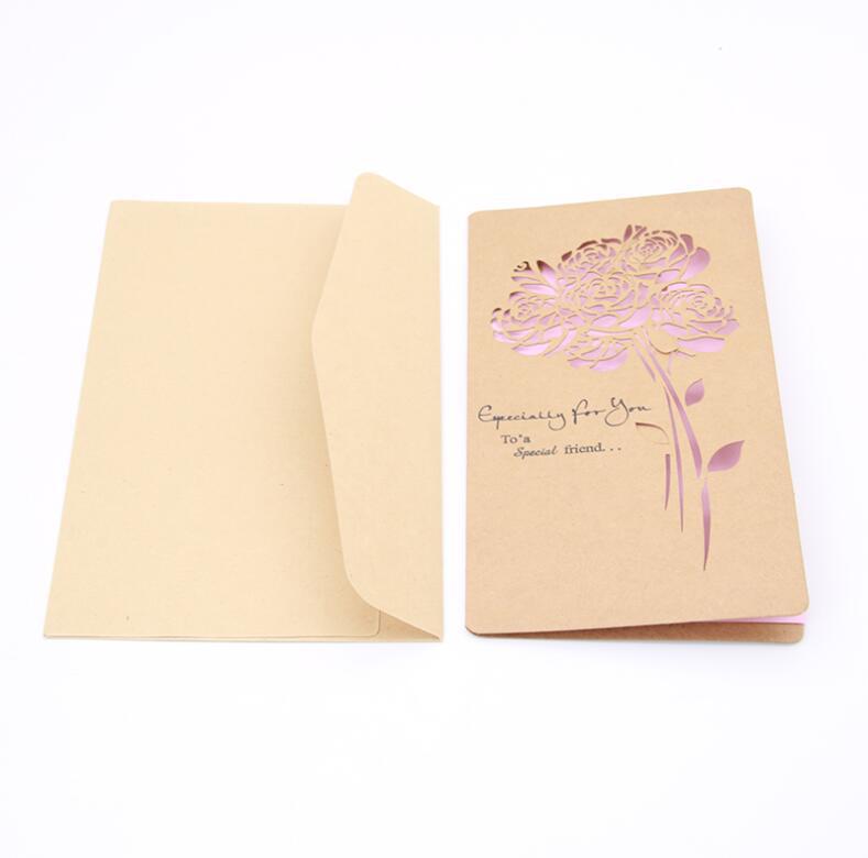 1 Set Van Retro Hollow Valentijnsdag Kaarten/Kraft Kaarten/Verjaardag Groeten Mooie Zegen Vouw Kaarten: C