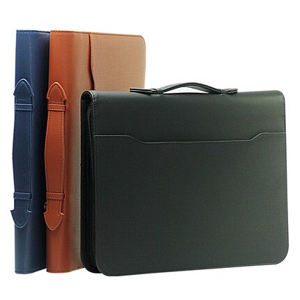 A4 Zipper Padfolio Portable File Bag Luxury Folder With Calculator Organizer Memo Pads Business Manager Briefcase Stationery