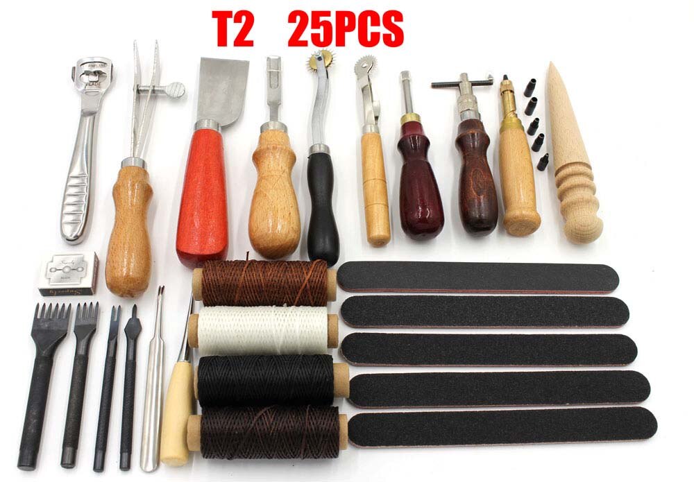 Cuir artisanat outils Kit main couture couture poinçon sculpture travail selle poinçonnage outil de coupe: T2