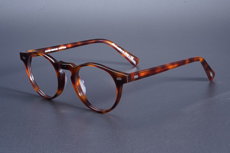 Transparent Glasses Small Round Blue Light Glasses Vintage Acetate Eyeglass Frames Women Prescription Glasses Men Gregory Peck: Tortoise Frame