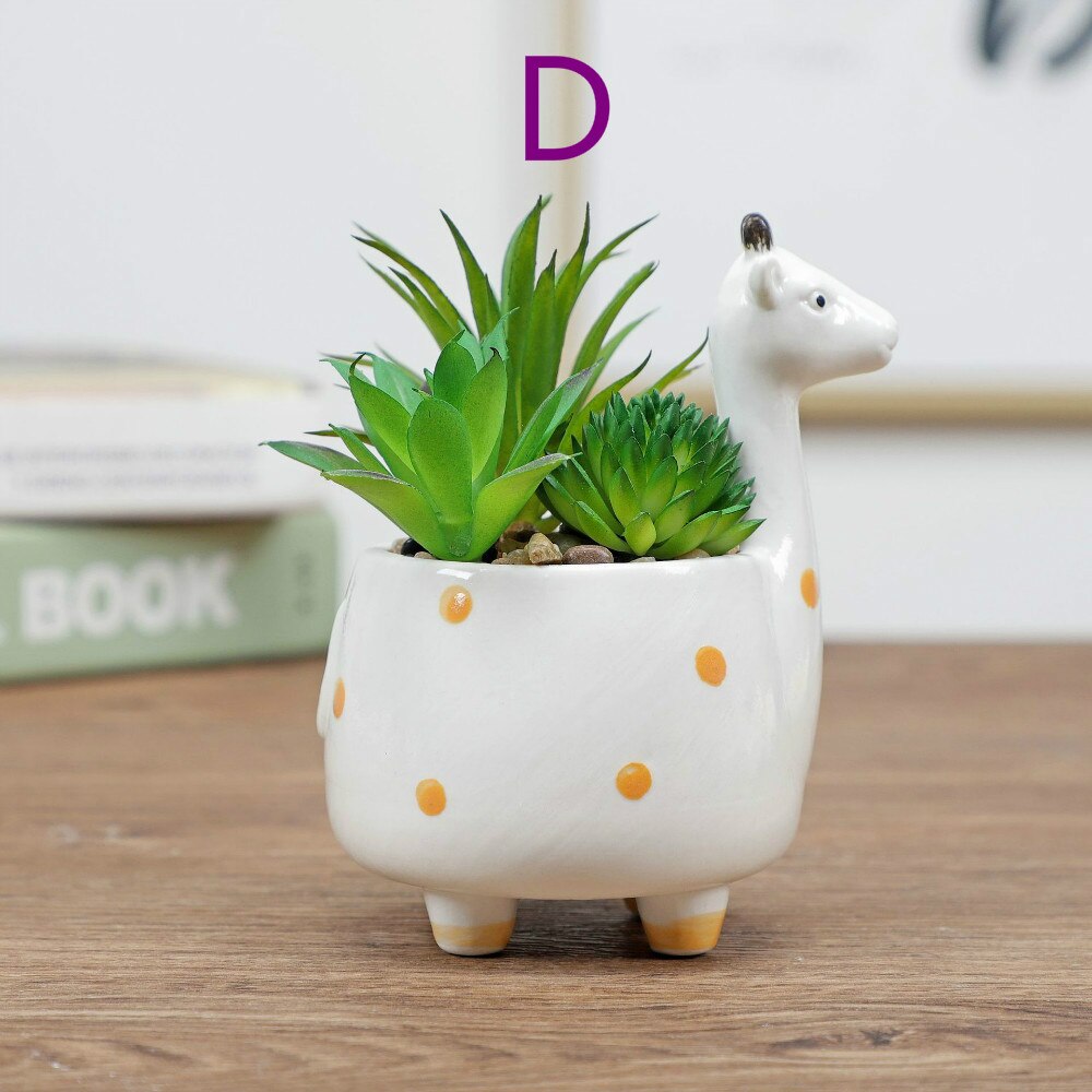 Dessin animé Animal Pot de fleur Pot d'intérieur Succulent plante Pot décoration de la maison artisanat décoration: D