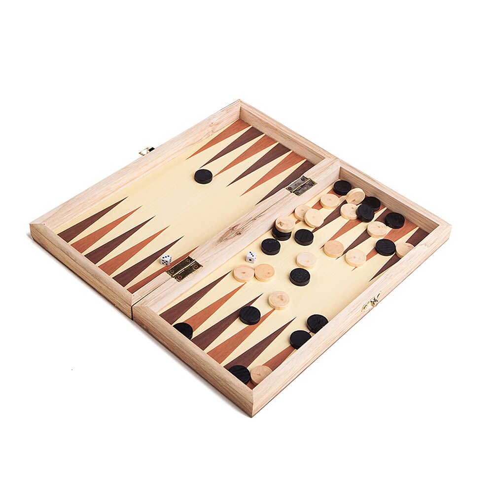 Wooden Folding Chessboard Can Interior Storage Beginner 3 In 1 Chess Set With Felt Game Board Educational Chess Board Toy