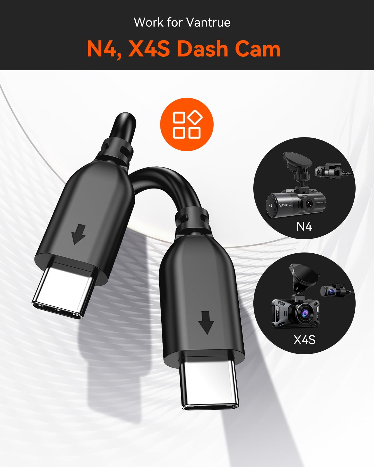 Vantrue Rückkamerakabel für N4, X4S Dashcam, kompatibel mit SUV/aufsammeln/Lastwagen/Minivan/Sedans/Anhängern