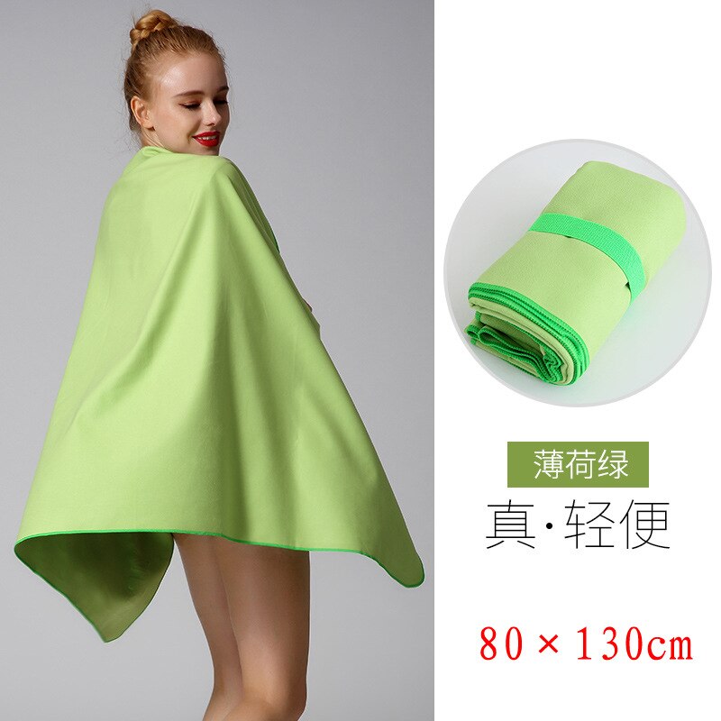 Yuke badehåndklæde absorberende hurtigtørrende voksen strand sports håndklæde kvinders fjedre absorberende håndklæde svømme eq: Grøn