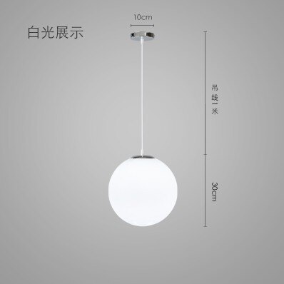 Moderna glaskula pendellampor vit klot hängande lampor bar restaurang deco armatur sovrum armatur pendellampa led: Dia -30cm