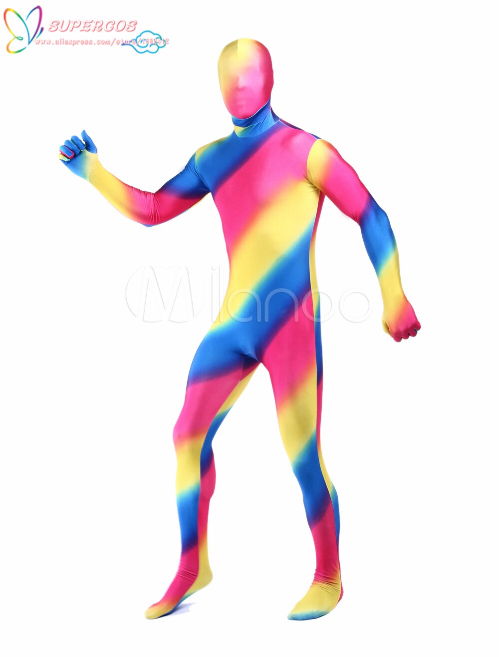 Halloween Carnaval Party Unisex Streep Multicolor Zentai Suits