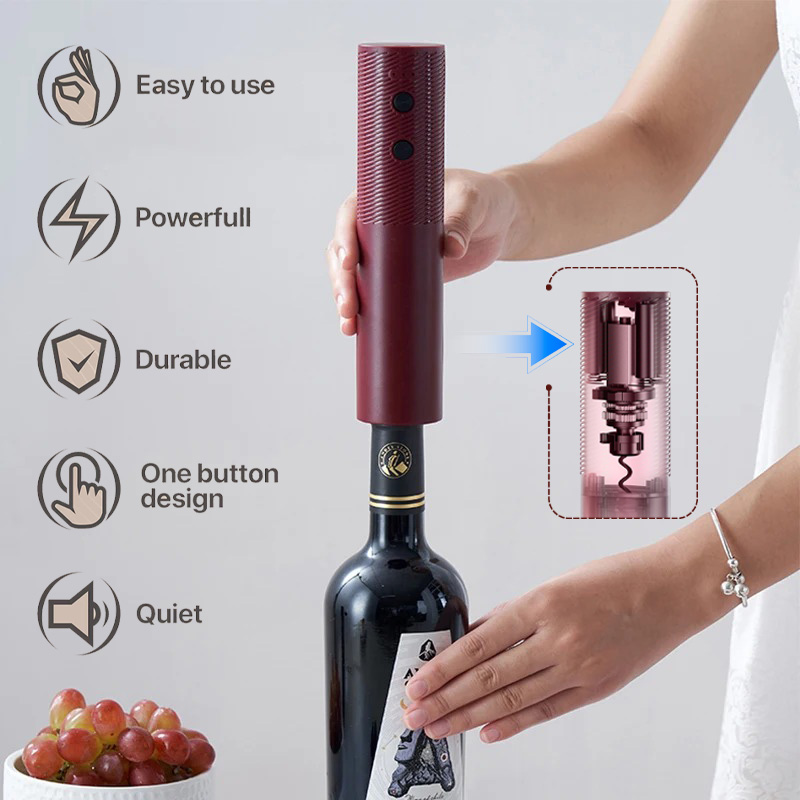 Abridor de botellas de vino automático, sacacorchos de vino eléctrico recargable por USB, herramientas de vino con botón de un clic, productos de cocina y Bar