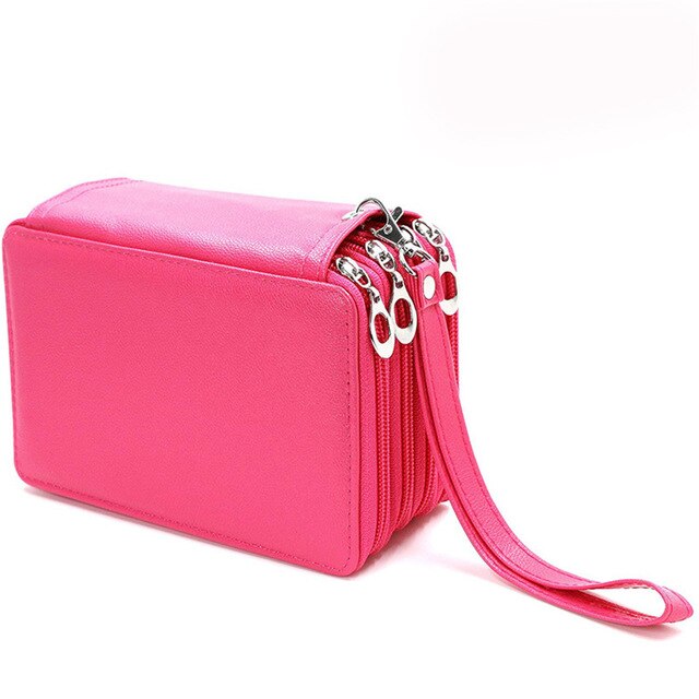 Cartuchera escolar de 72 agujeros para niñas y niños, estuche de bolígrafo de color negro, bolsa de cartucho grande, papelería, Kit de penalización grande: Rose Red