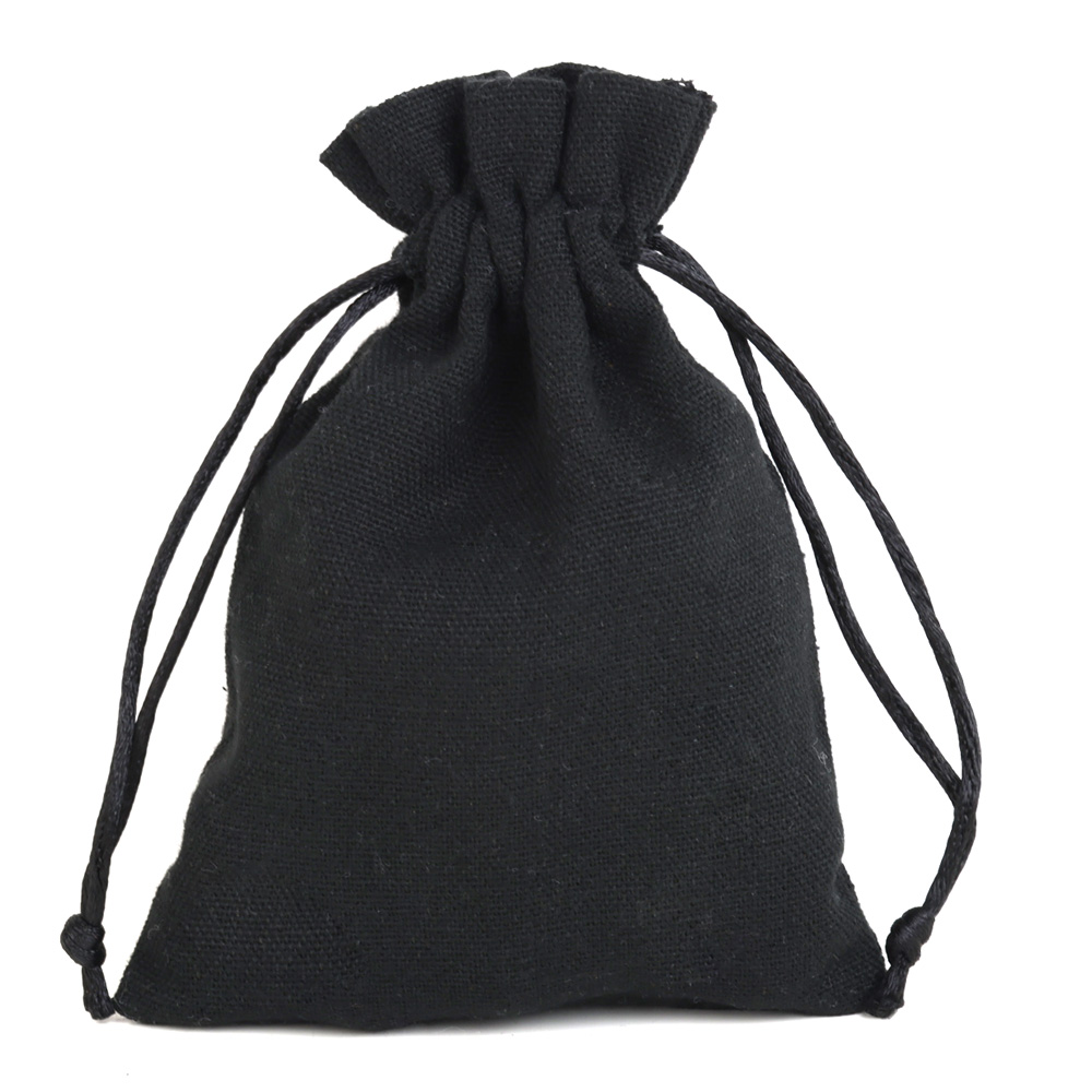 10 Stuks Zwart Wit Natuurlijk Katoen Opbergzakken 8X10 10X14 12X15 13X18Cm Bruiloft Kerst Stof Pakket Trekkoord Zakjes: M / Black