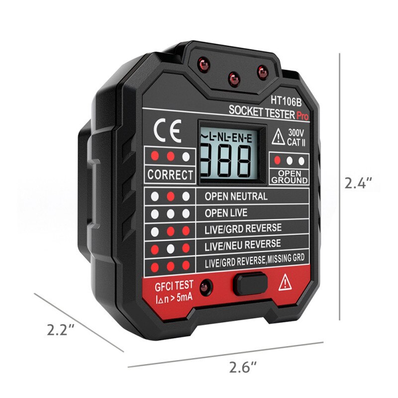 Socket Tester Digital Display Electric Fault Checker Voltage Outlet Tester Circuit Line Wall Plug Finder Circuit Breaker Finder