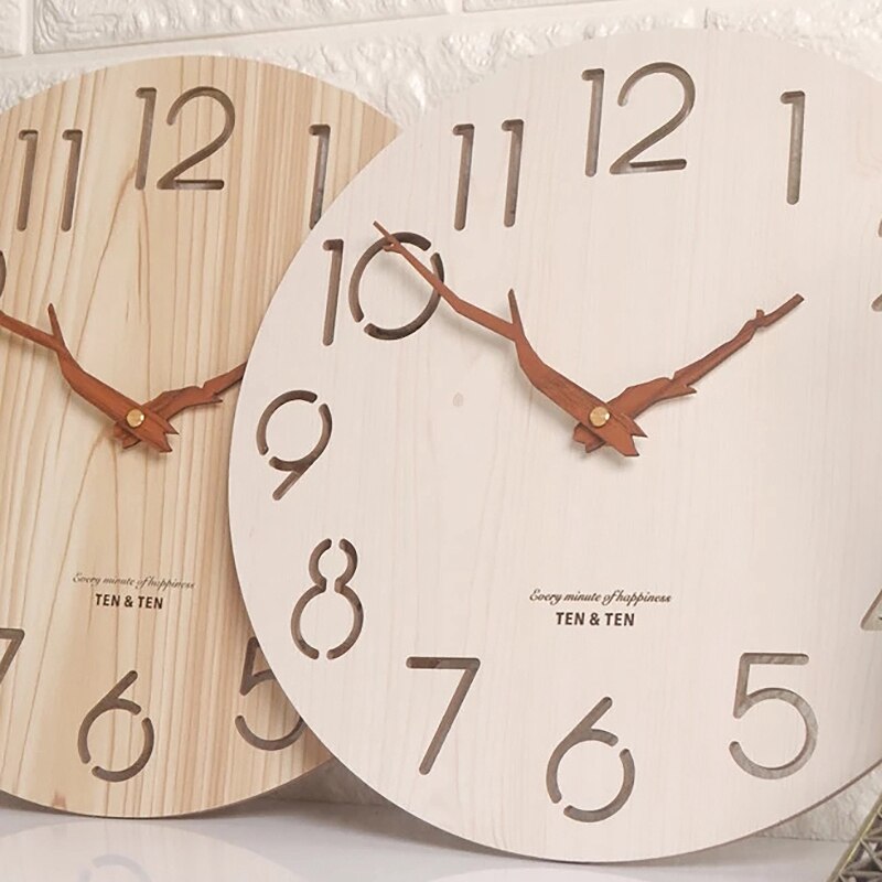 Houten 3D Wandklok Modern Nordic Kinderkamer Decoratie Keuken Klok Art Hollow Muur Horloge Home Decor