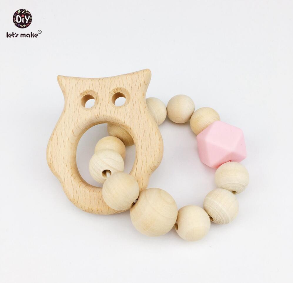 Bijtringen houten speelgoed dierenvormige sieraden bijtringen voor baby's organische houten siliconen kralen baby rammelaar kinderwagen accessoires speelgoed: Type 3
